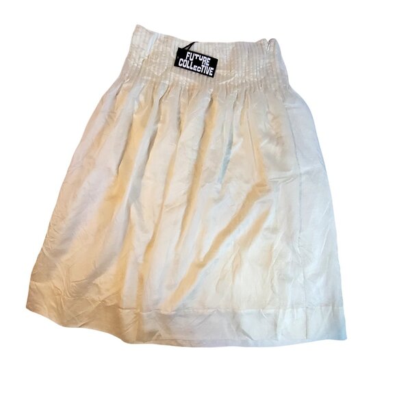 Future Collective Womens Cream Pleated Midi Skirt 10 Made from lightweight fabr - Picture 3 of 9